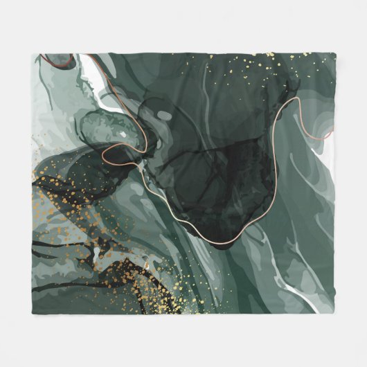 Emerald Green en Gold Marble, marmer Background Fleece Deken (Voorkant (Horizontaal))