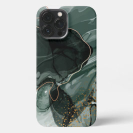 Emerald Green en Gold Marble, marmer Background iPhone 13 Pro Max Hoesje
