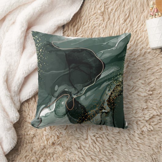 Emerald Green en Gold Marble, marmer Background Kussen (Deken)