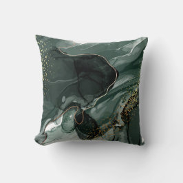 Emerald Green en Gold Marble, marmer Background Kussen