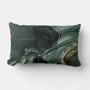 Emerald Green en Gold Marble, marmer Background Kussen