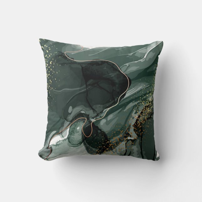 Emerald Green en Gold Marble, marmer Background Kussen (Voorkant)