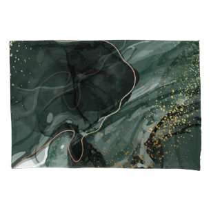 Emerald Green en Gold Marble, marmer Background Kussensloop