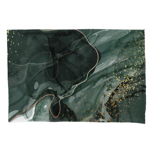 Emerald Green en Gold Marble, marmer Background Kussensloop (Voorkant)