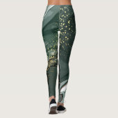 Emerald Green en Gold Marble, marmer Background Leggings (Achterkant)