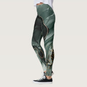 Emerald Green en Gold Marble, marmer Background Leggings (Links)