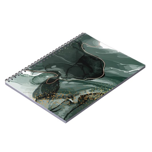 Emerald Green en Gold Marble, marmer Background Notitieboek (Linkerzijde)