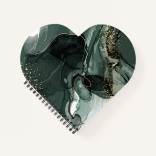 Emerald Green en Gold Marble, marmer Background Notitieboek