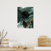 Emerald Green en Gold Marble, marmer Background Poster (Keuken)