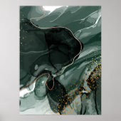 Emerald Green en Gold Marble, marmer Background Poster (Voorkant)