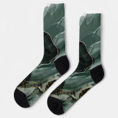 Emerald Green en Gold Marble, marmer Background Sokken (Links)