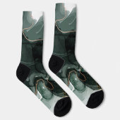 Emerald Green en Gold Marble, marmer Background Sokken (Rechts)