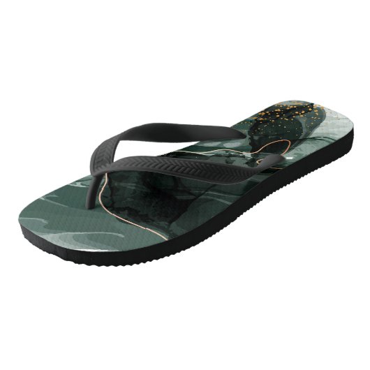 Emerald Green en Gold Marble, marmer Background Teenslippers (Schuin)