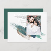 Emerald Green en Gold Modern Bewaar de datumfoto Save The Date (Voorkant / Achterkant)