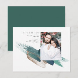Emerald Green en Gold Modern Bewaar de datumfoto Save The Date