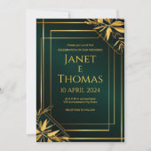 Emerald Green en Gold Modern Invitation. Kaart (Voorkant)
