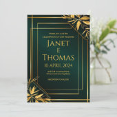 Emerald Green en Gold Modern Invitation. Kaart (Staand voorkant)