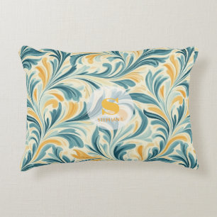 Emerald Green en Gold Paisley Bladpatroon Accent Kussen