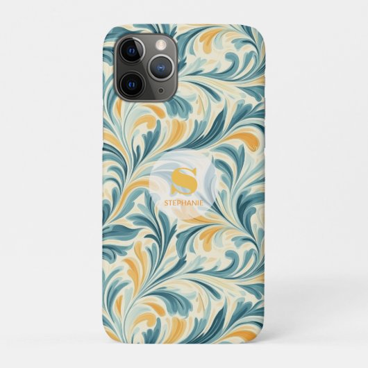 Emerald Green en Gold Paisley Bladpatroon Case-Mate iPhone Case (Achterkant)