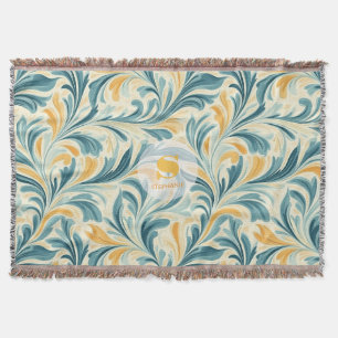 Emerald Green en Gold Paisley Bladpatroon Deken