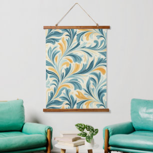 Emerald Green en Gold Paisley Bladpatroon Hangend Wandkleed