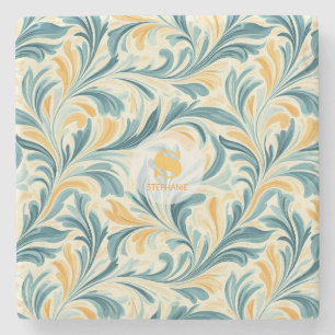 Emerald Green en Gold Paisley Bladpatroon Stenen Onderzetter
