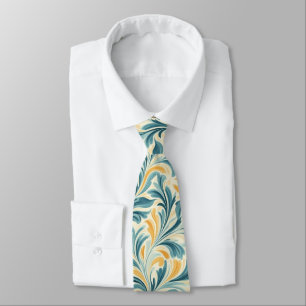 Emerald Green en Gold Paisley Bladpatroon Stropdas
