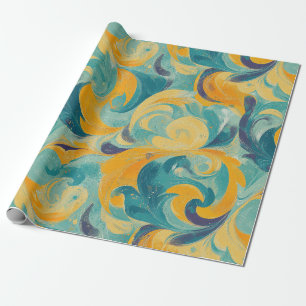 Emerald Green en Gold Paisley-geïnspireerde Abstra Cadeaupapier