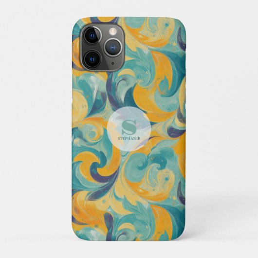 Emerald Green en Gold Paisley-geïnspireerde Abstra Case-Mate iPhone Case (Achterkant)