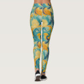 Emerald Green en Gold Paisley-geïnspireerde Abstra Leggings (Achterkant)