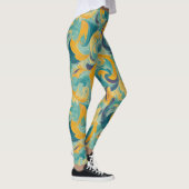 Emerald Green en Gold Paisley-geïnspireerde Abstra Leggings (Rechts)