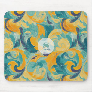 Emerald Green en Gold Paisley-geïnspireerde Abstra Muismat