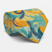 Emerald Green en Gold Paisley-geïnspireerde Abstra Stropdas (Opgerold)