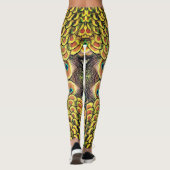 Emerald Green en Gold Peacock Feathers Leggings (Achterkant)