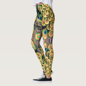 Emerald Green en Gold Peacock Feathers Leggings (Links)