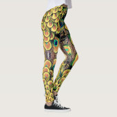 Emerald Green en Gold Peacock Feathers Leggings (Rechts)