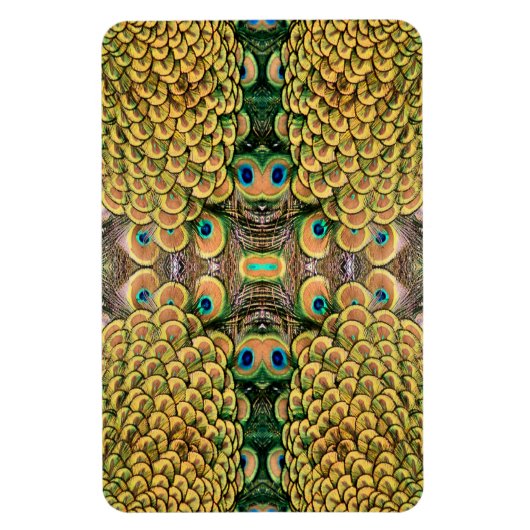 Emerald Green en Gold Peacock Feathers Magneet (Verticaal)