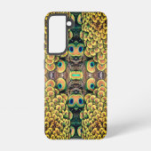 Emerald Green en Gold Peacock Feathers Samsung Galaxy Hoesje (Achterkant)