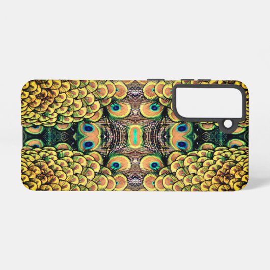 Emerald Green en Gold Peacock Feathers Samsung Galaxy Hoesje (Achterkant horizontaal)
