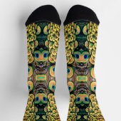 Emerald Green en Gold Peacock Feathers Sokken (Top)