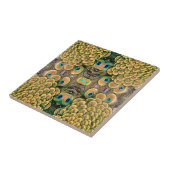 Emerald Green en Gold Peacock Feathers Tegeltje (Zijkant)