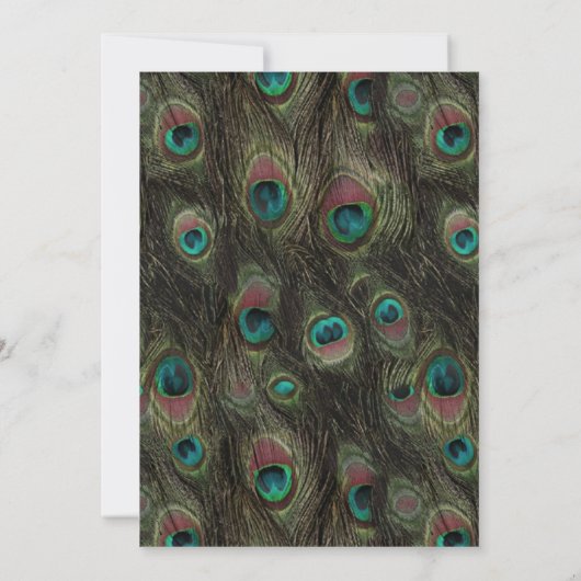 Emerald Green en Gold Peacock Wedding Kaart (Achterkant)