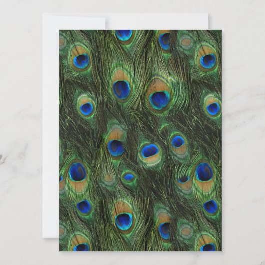 Emerald Green en Gold Peacock Wedding Kaart (Achterkant)