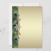 Emerald Green en Gold Peacock Wedding Kaart (Achterkant)