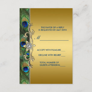 Emerald Green en Gold Peacock Wedding RSVP