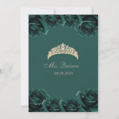 Emerald Green en Gold Quinceanera Uitnodiging (Achterkant)