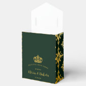 Emerald Green en Gold Royal Crown Wedding Bedankdoosjes (Geopend)
