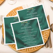 Emerald Green en Gold Script Wedding Fun Facts Servet