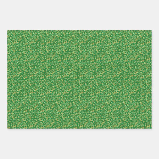 Emerald Green en Gold Scrollwork Inpakpapier Vel (Voorkant 3)