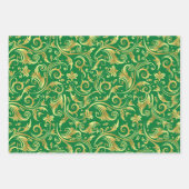 Emerald Green en Gold Scrollwork Inpakpapier Vel (Voorkant 2)